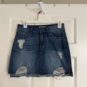 Rewash Blue Distressed Mini Skirt